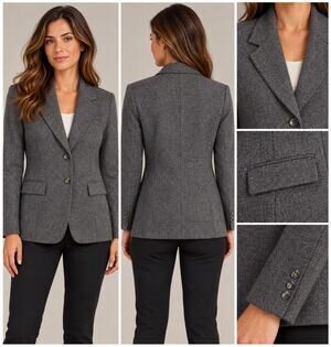 Vintage Pendleton Blazer Womens 10 Gray 100% Virgin Wool USA 2 Button
